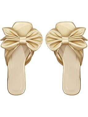 Chic Women's Bow Flat Sandals | Dressy Slide Shoes for Weddings & Events